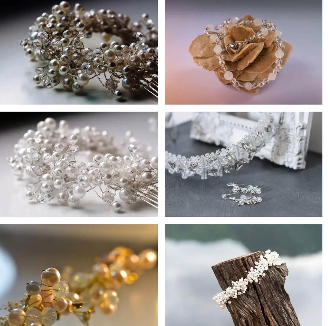 Créations délicates de perles et cristal